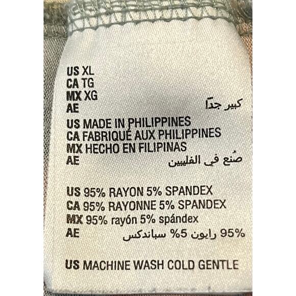 STYLE & CO. CAP SLEEVE PULL-OVER V-NECK BLOUSE, XL, GREEN PEACH ORG YELL STRIPES - Picture 10 of 11